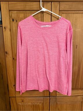 Athletic Works Pink Heathered Crew Neck Long Sleeve Tee